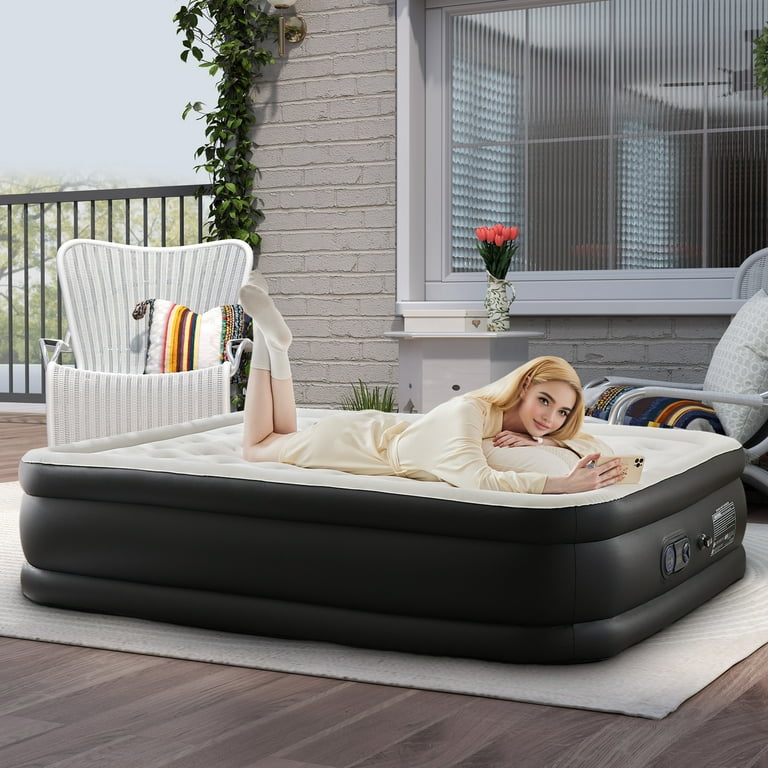 Aukfa 18" Queen Air Mattress with Built-in Pump, Inflatable Airbed for  Camping, Travel, 660lbs