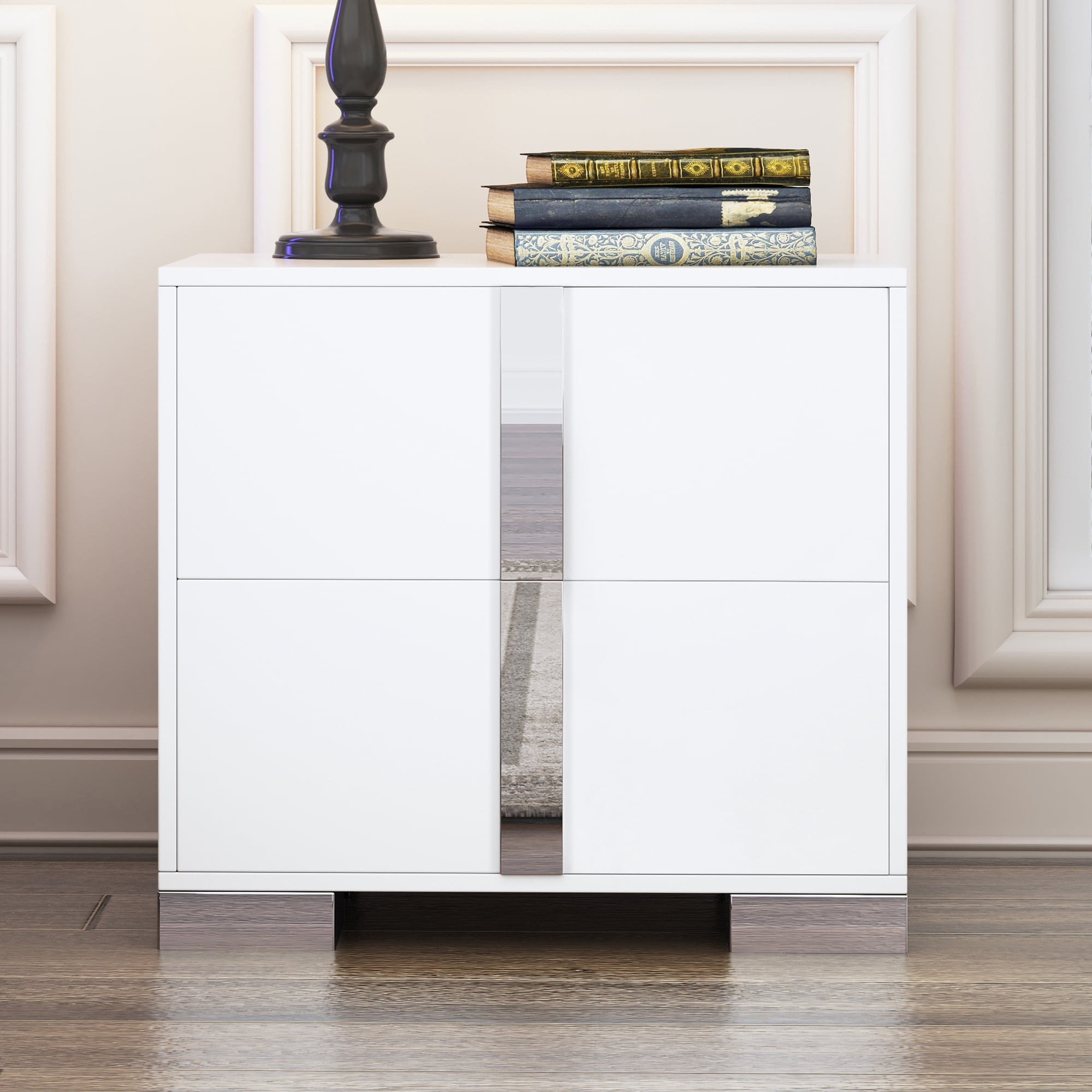 Aukfa 2-Drawer Nightstand, Modern Bedside Table for Bedroom or Living Room,White