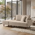 thumbnail image 1 of Aukfa 2 in 1 Chaise Lounge Chair with Ottoman & 2 Throw Pillows,Oversized Boucle Lounge Reading Chair for Living Room/Bedroom,Camel, 1 of 6