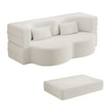 thumbnail image 1 of Aukfa 2-in-1 Convertible Couch Bed with 2 Pillows, Folding Floor Couch, 15" Full Size Bed Mattress, Memory Foam Sleeper Sofa Bed, White, 1 of 1