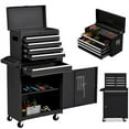 thumbnail image 1 of Aukfa Tool Box, 2 in 1 Steel Rolling Tool Chest & Cabinet On Wheels for Garage, 5-drawer, Black, 1 of 11