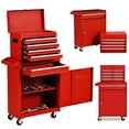 thumbnail image 1 of Aukfa Tool Box, 2 in 1 Steel Rolling Tool Chest & Cabinet On Wheels for Garage, 5-drawer, Red, 1 of 10