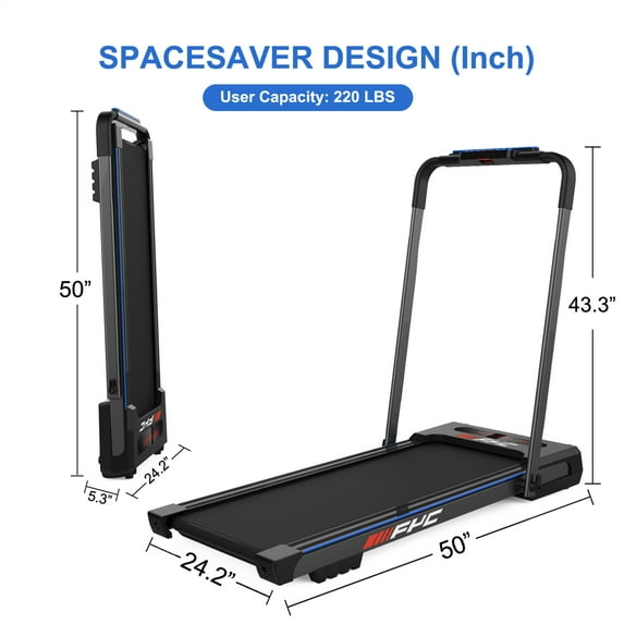 Aukfa 2 in 1 Under Desk Treadmill- 2.5HP Motorized Running Walking Pad for Home Office Workout- 240 lb Capacity- Black
