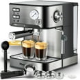 thumbnail image 1 of Aukfa 20-Bar Espresso Coffee Machine with Milk Frother, ESE Pod Compatible Barista Maker with Pressure Gauge & 1.6L Removable Water Tank for Latte & Cappuccino, 1 of 8