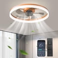 thumbnail image 1 of Aukfa 20" Bladeless Ceiling Fan with Light and Remote, Flush Mount Enclosed Design, Dimmable 3 LED Light Colors, Rose Gold, 1 of 8