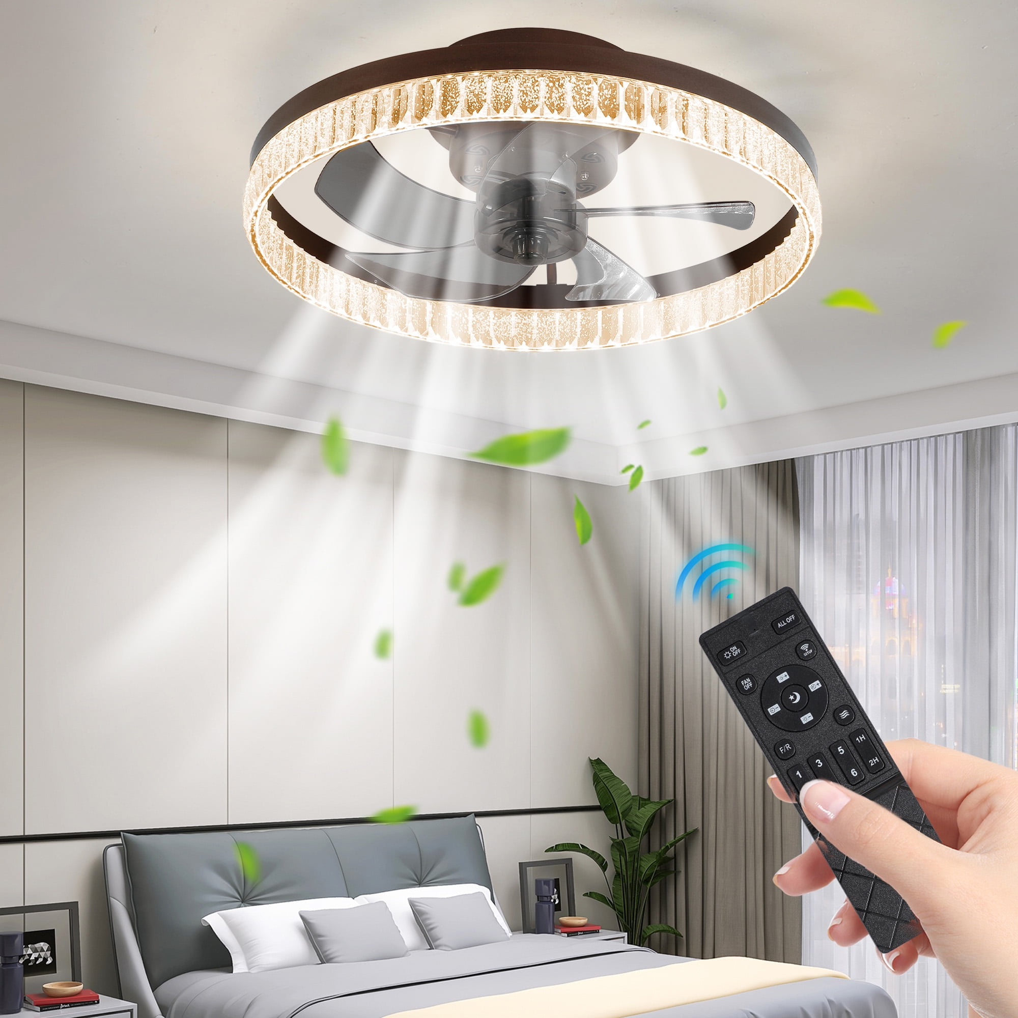 Free Shipping! Aukfa 20'' Flush Mount LED Ceiling Fan with