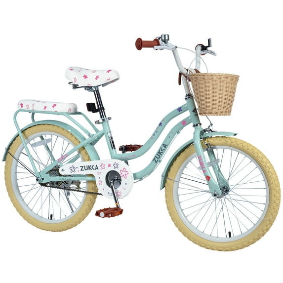 Aukfa 20" Girls Bike with Basket – Kids Bicycle for Ages 7-12, Front & Rear Brakes,Mint Green