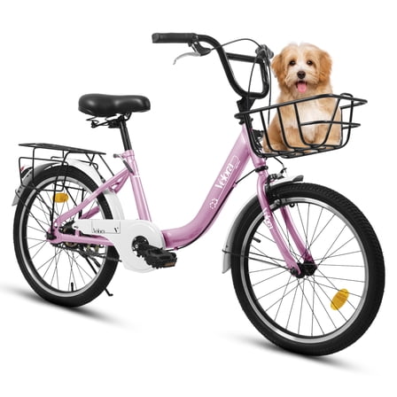 Aukfa 20" Kids Bike,Children's Bicycle with Coaster Brake & Rear Rack & V-Brake,Pink