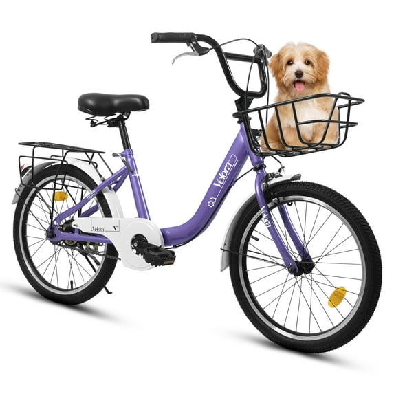 Aukfa 20" Kids Bike,Children's Bicycle with Coaster Brake & Rear Rack & V-Brake,Purple