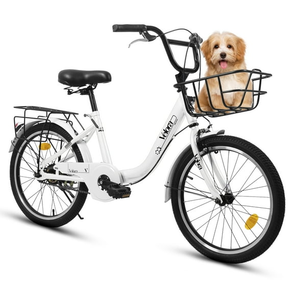 Aukfa 20" Kids Bike,Children's Bicycle with Coaster Brake & Rear Rack & V-Brake,White