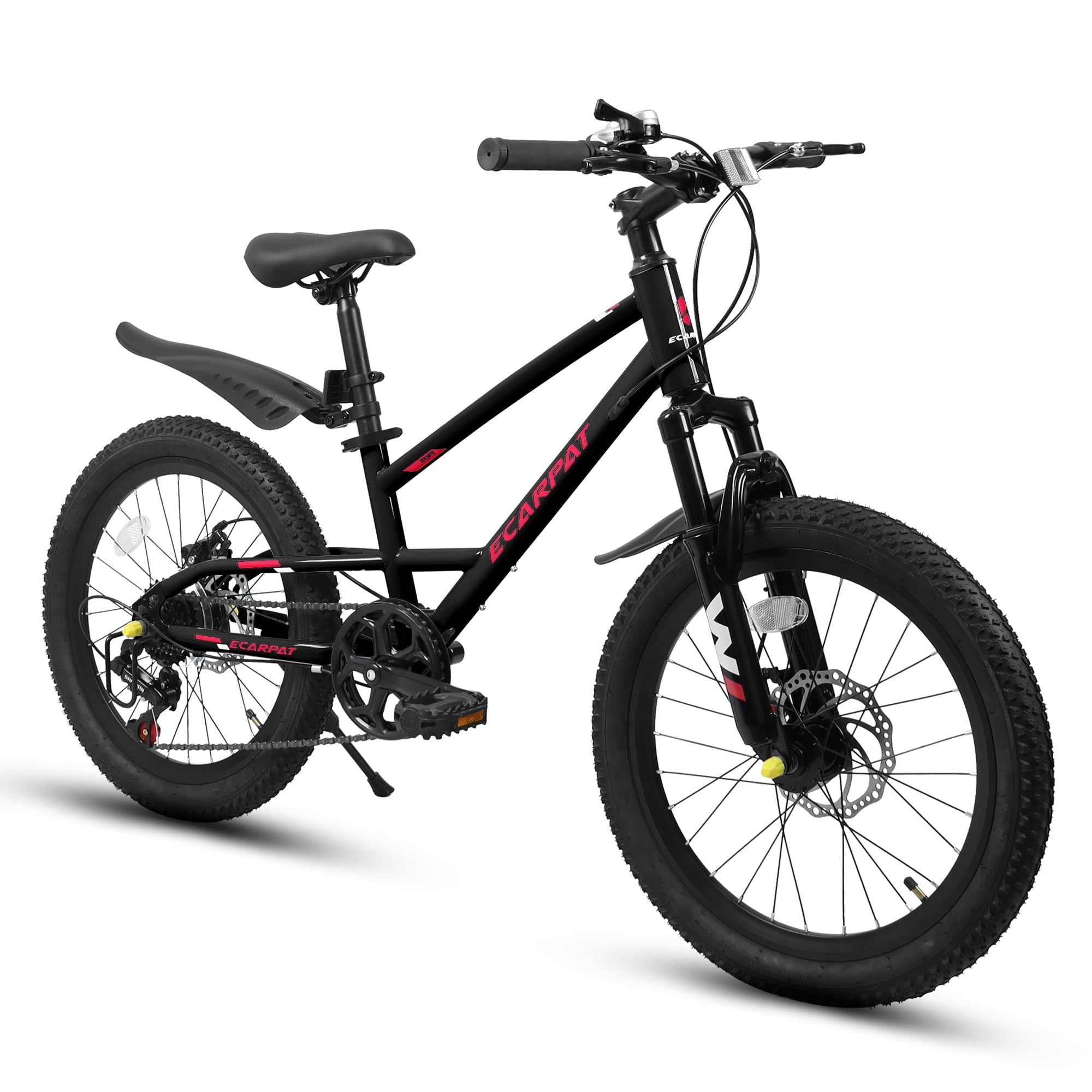 Aukfa 20" Mountain Bike for Boys Girls, 7-Speed Kids Bike with Front Disc Brake,Black