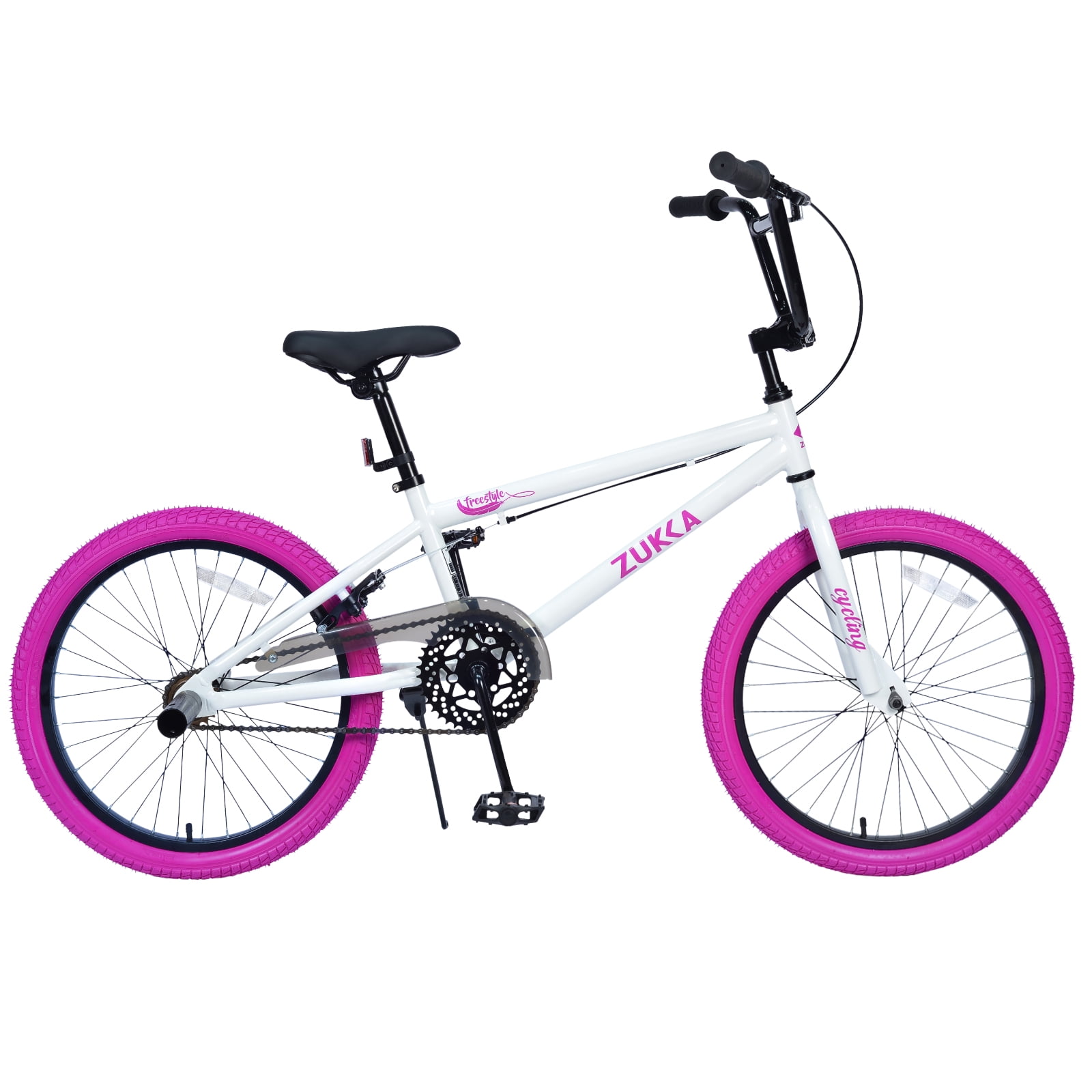Aukfa 20 inch Freestyle Kids BMX Bike for Boys & Girls,Single Speed Bicycle with Rear Caliper Brake,White