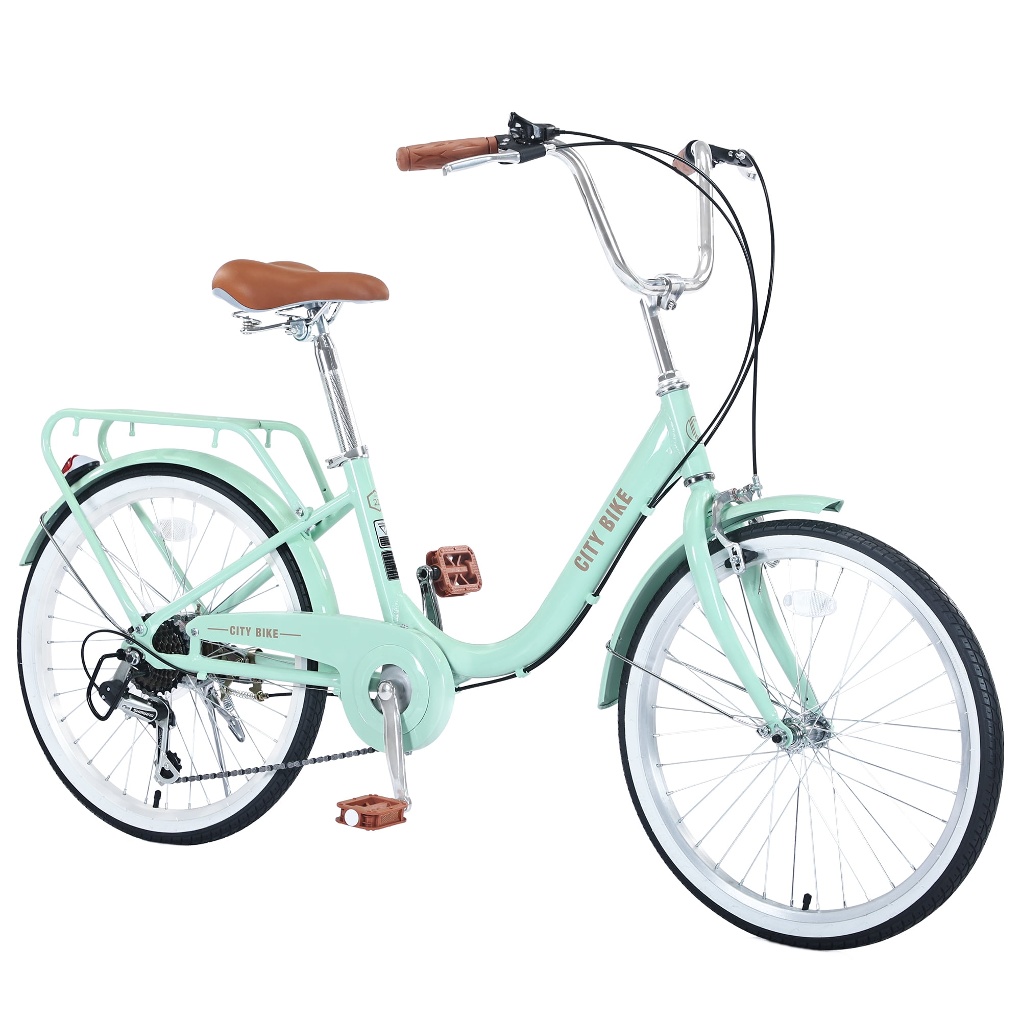 Aukfa 22″ Cruiser Bike, 7 Speed Bicycle Hybrid Bikes for Women Girls Ladies, Green Sansujyuku sansujyuku.com