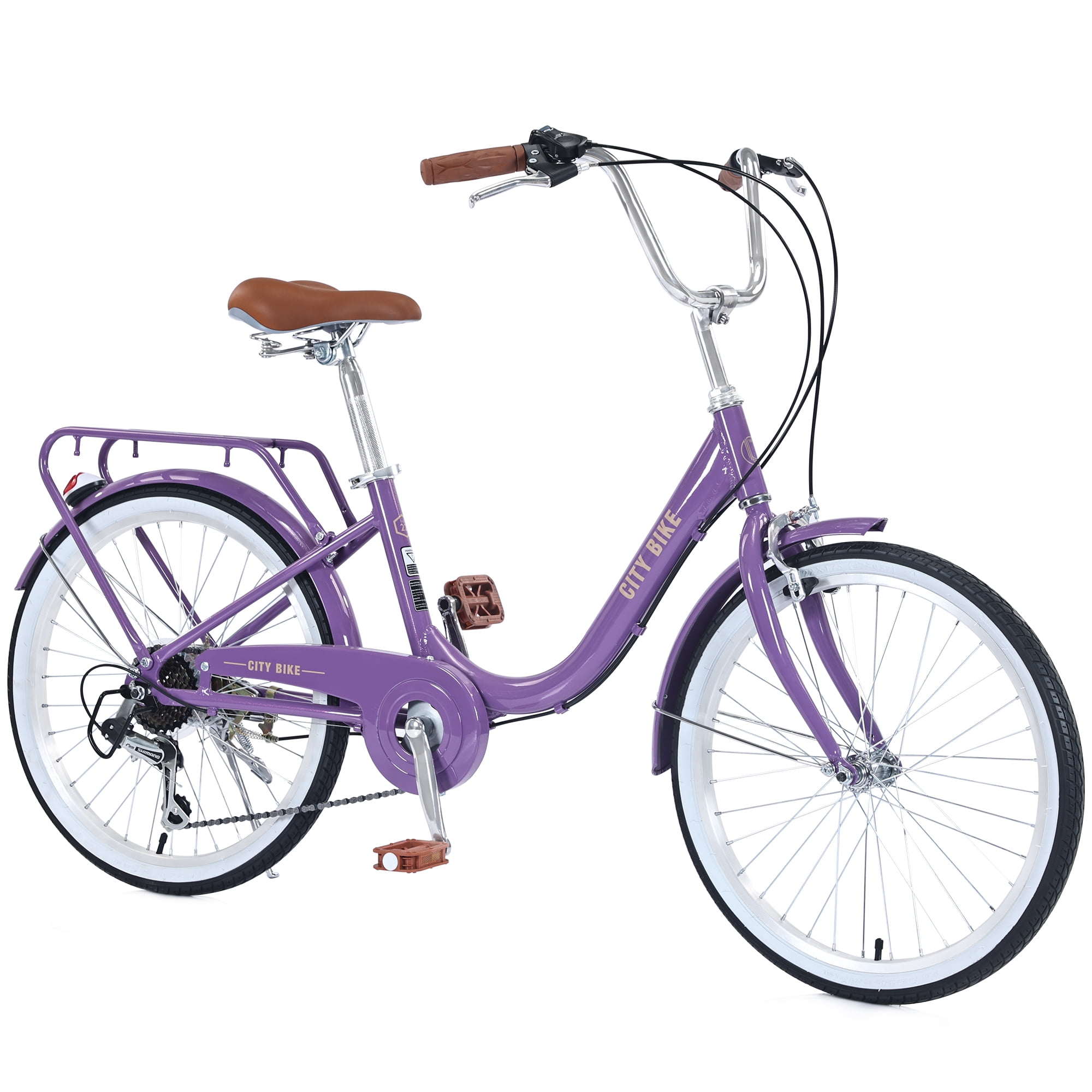 Aukfa 22″ Cruiser Bike, 7 Speed Bicycle Hybrid Bikes for Women Girls Ladies,Purple Sansujyuku sansujyuku.com