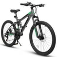 thumbnail image 1 of Aukfa 24" 21-Speed Mountain Bike, Full Suspension MTB with Shock Absorbers & Mechanical Disc Brakes for Men/Women/ Adult, Gray, 1 of 6