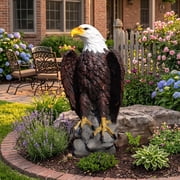 Aukfa 24.4" Bald Eagle Statue, Hand-Painted Resin Eagle Sculpture, Outdoor Garden Decor for Lawn, Patio & Yard