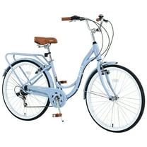 Aukfa 24" Cruiser Bike, 7 Speed Bicycle Hybrid Bikes for Women Girls Ladies, Blue