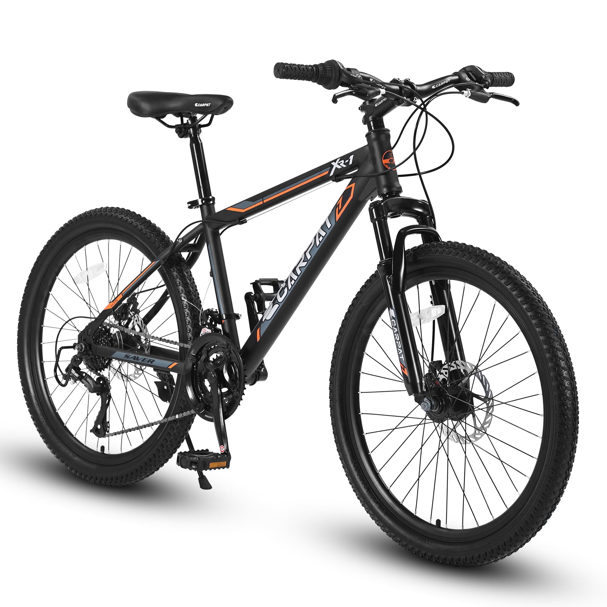 Aukfa 24" Mountain Bike for Teens with Dual Disc Brakes & Shimano 21-Speed, Suspension Fork for Safe All-Terrain Riding,Gray