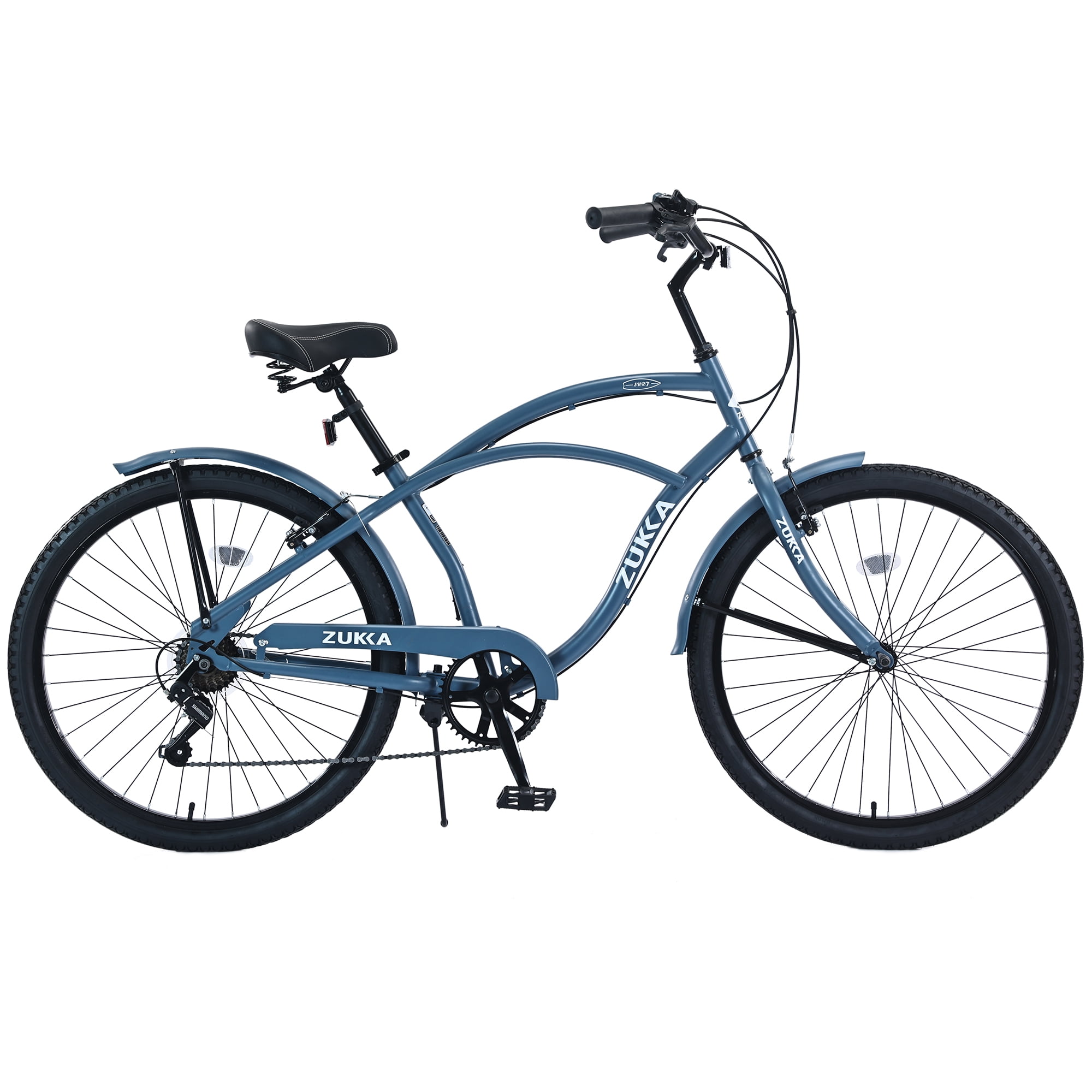 Aukfa 26" Cruiser Bike, 7 Speed Bicycle Hybrid Bikes for Women Girls Ladies,Blue