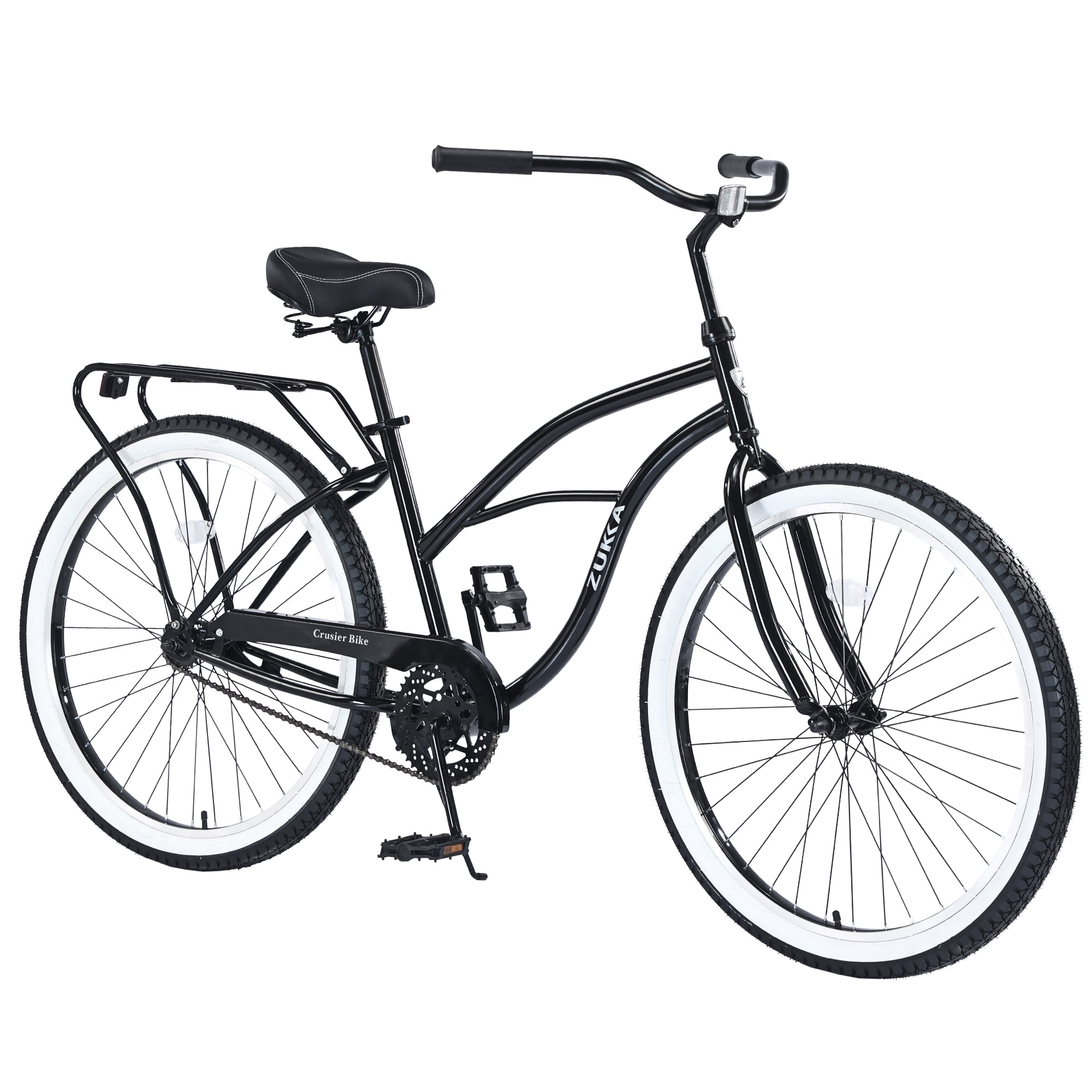 Aukfa 26" Cruiser Bike, Single Speed Bicycle Hybrid Bikes for Women Girls Ladies,Black
