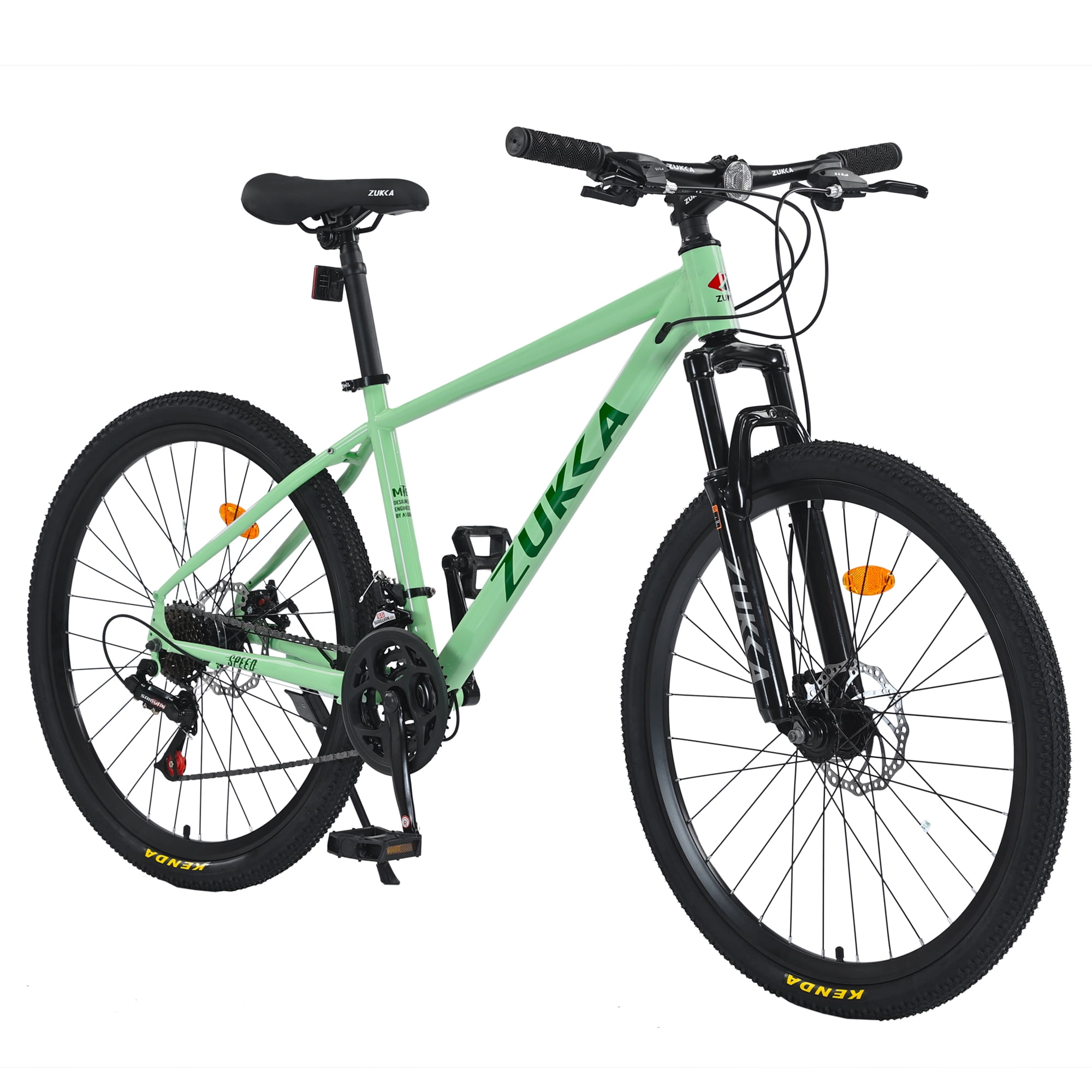 Aukfa 26" Mountain Bike for Men/Women,24 Speed Adult Bicycle Suspension Fork,Fits Riders 5'4" - 6'2"Green