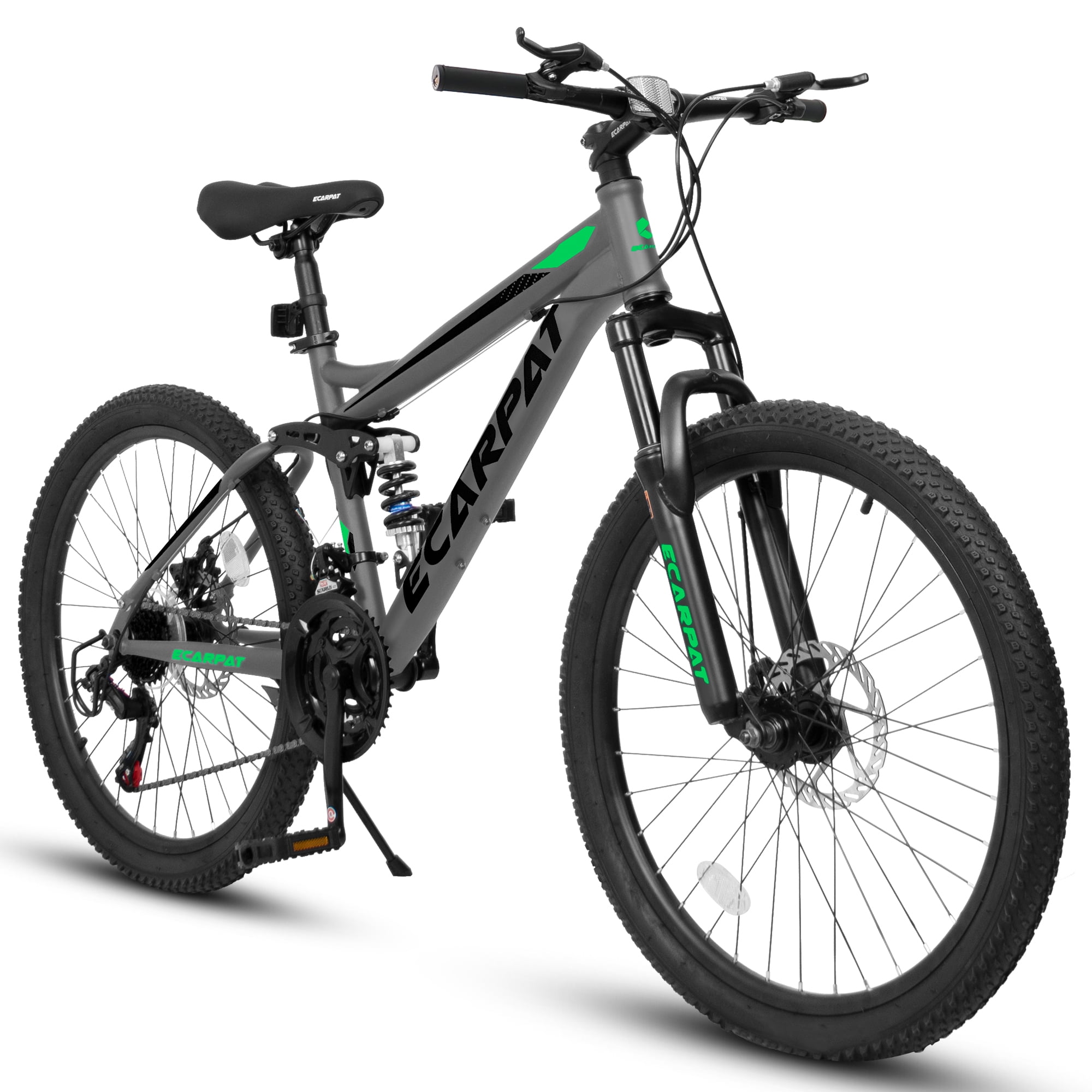 Aukfa 27.5" 21-Speed Mountain Bike, Full Suspension MTB with Shock Absorbers & Mechanical Disc Brakes for Men/Women/ Adult, Gray