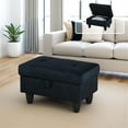 thumbnail image 1 of Aukfa 29" Storage Ottoman Bench with Lift Top for Home Office, Flannel, Midnight Blue, 1 of 7