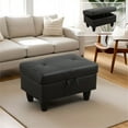 thumbnail image 1 of Aukfa 29" Storage Ottoman Bench with Lift Top for Home Office, Leather, Black, 1 of 8