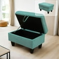 thumbnail image 1 of Aukfa 29" Storage Ottoman Bench with Lift Top for Home Office, Linen, Aqua Blue, 1 of 8