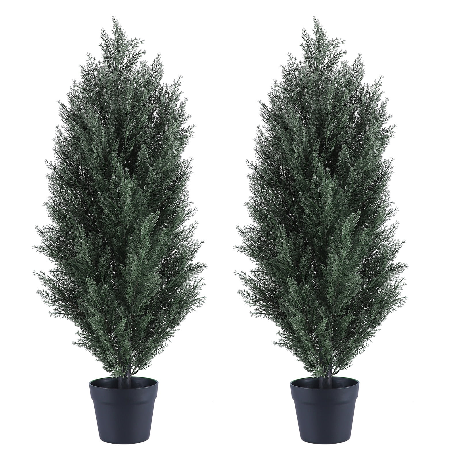 Aukfa 2pcs 3ft Artificial Pine Trees, Realistic Plastic Simulation Plants for Indoor Outdoor Decoration, UV Resistant Green Cypress