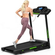 Aukfa 3.5 HP Folding Treadmill with Incline for Home Office Workout, 300 lbs+ Capacity, Green