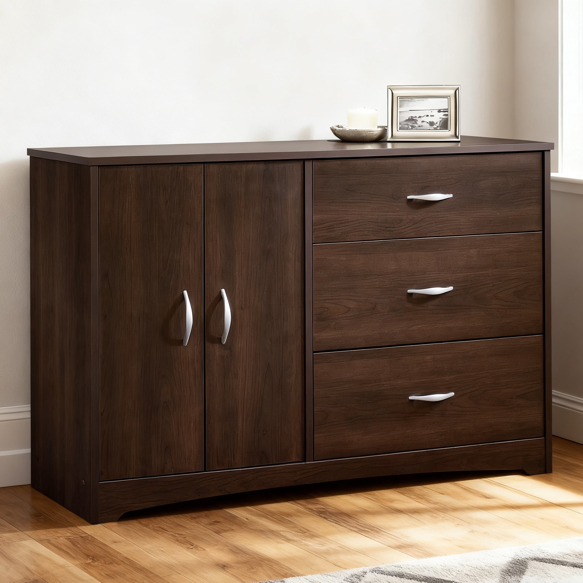 Aukfa 3-Drawer Dresser Chest,Storage Cabinet Compact Multi-Room Organizer for Bedroom/Living Room/ Office,Black
