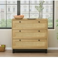 thumbnail image 1 of Aukfa 3 Drawer Dresser Nightstand with Rattan Storage Drawer for Bedroom Living Room, Walnut, 1 of 7