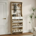 thumbnail image 1 of Aukfa 3 Flip Drawers Shoe Cabinet Shoe Rack with Drawer & Coat Hooks for Entryway Free,Light Brown, 1 of 1