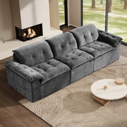 Aukfa 3-Piece Cloud Modular Sectional Sofa for Living Room, Ice Flower Chenille, Gray