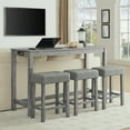 thumbnail image 1 of Aukfa 59" Bar Table Set with Charging Station, 4-Piece Counter Height Kitchen Island Set,3 Upholstered Stools,Gray, 1 of 8