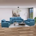 thumbnail image 1 of Aukfa 3-Piece Module Sofa Set for Living Room, 3-Seater Deep Seat Couch, Loveseat, Armchair, Linen, Blue, 1 of 9
