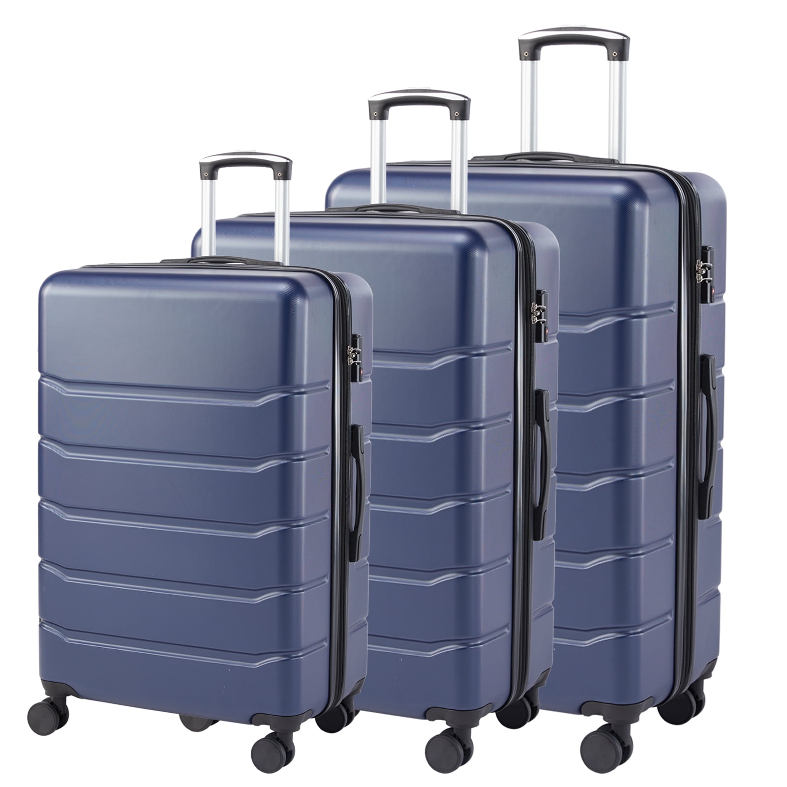 Aukfa 3 Piece Luggage Set Hardshell Suitcase,Lightweight Expandable Luggage,Blue