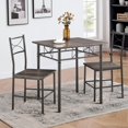thumbnail image 1 of Aukfa 3-Piece Modern Dining Table Set, Square Table and 2 Chairs with Steel Frame - Gray, 1 of 8