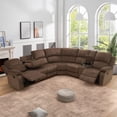 thumbnail image 1 of Aukfa 3-Piece Recliner Sofa Set, 6 Seat Sectional Couch with Cup Holders&Storage Console, Brown, 1 of 11