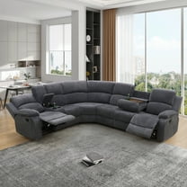 Aukfa 3-Piece Recliner Sofa Set, 6 Seat Sectional Couch with Cup Holders&Storage Console, Gray