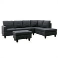 thumbnail image 1 of Aukfa 3 Piece L-shape Sectional Sofa with Storage Ottoman, Right Chaise, 2 Pillows, Linen, Dark Gray, 1 of 8