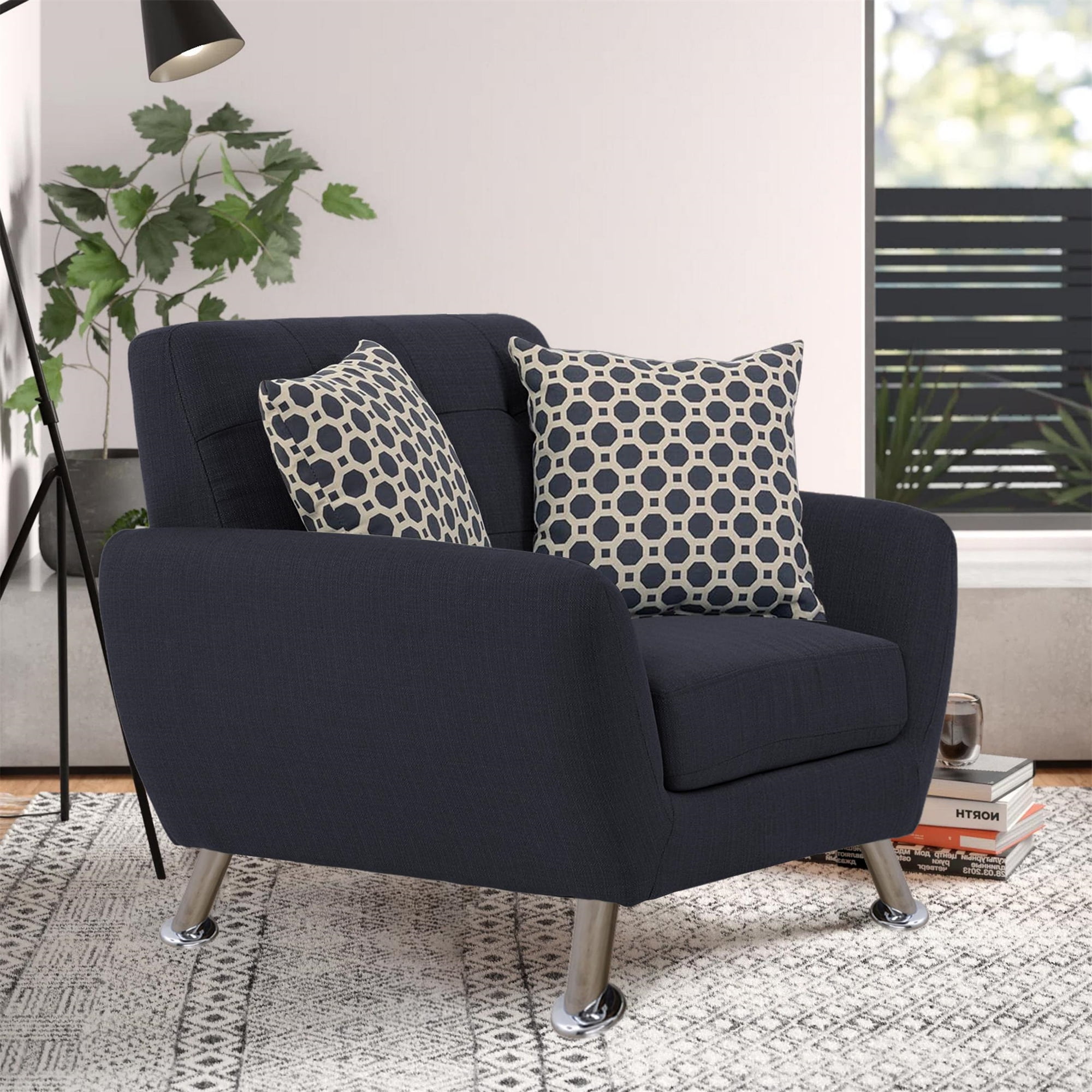 Aukfa 3 Piece Sofa Set - 34" Wide Upholstered Couch Deep Seat Armchair, Linen, Gray