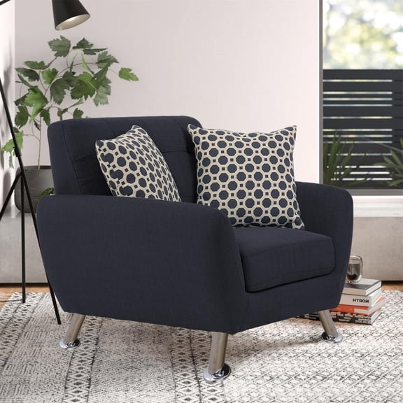 Aukfa 3 Piece Sofa Set - 34" Wide Upholstered Couch Deep Seat Armchair, Linen, Gray