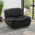 thumbnail image 1 of Aukfa 3 Piece Sofa Set - 42" Wide Upholstered Couch Armchair, Leather, Black, 1 of 10