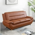 thumbnail image 1 of Aukfa 3 Piece Sofa Set - 79" Upholstered 3 Seat Sofa Couch for Living Room Bedroom, Leather, Orange, 1 of 10