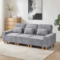 Aukfa 3 Piece Sofa Set - 99" Oversized 3 Seat Couch with Cup Holders&Pillows, Solid Wood Legs, Gray