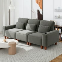 Aukfa 3 Piece Sofa Set - 99" Oversized 3 Seat Couch with Cup Holders&Pillows, Chenille, Gray