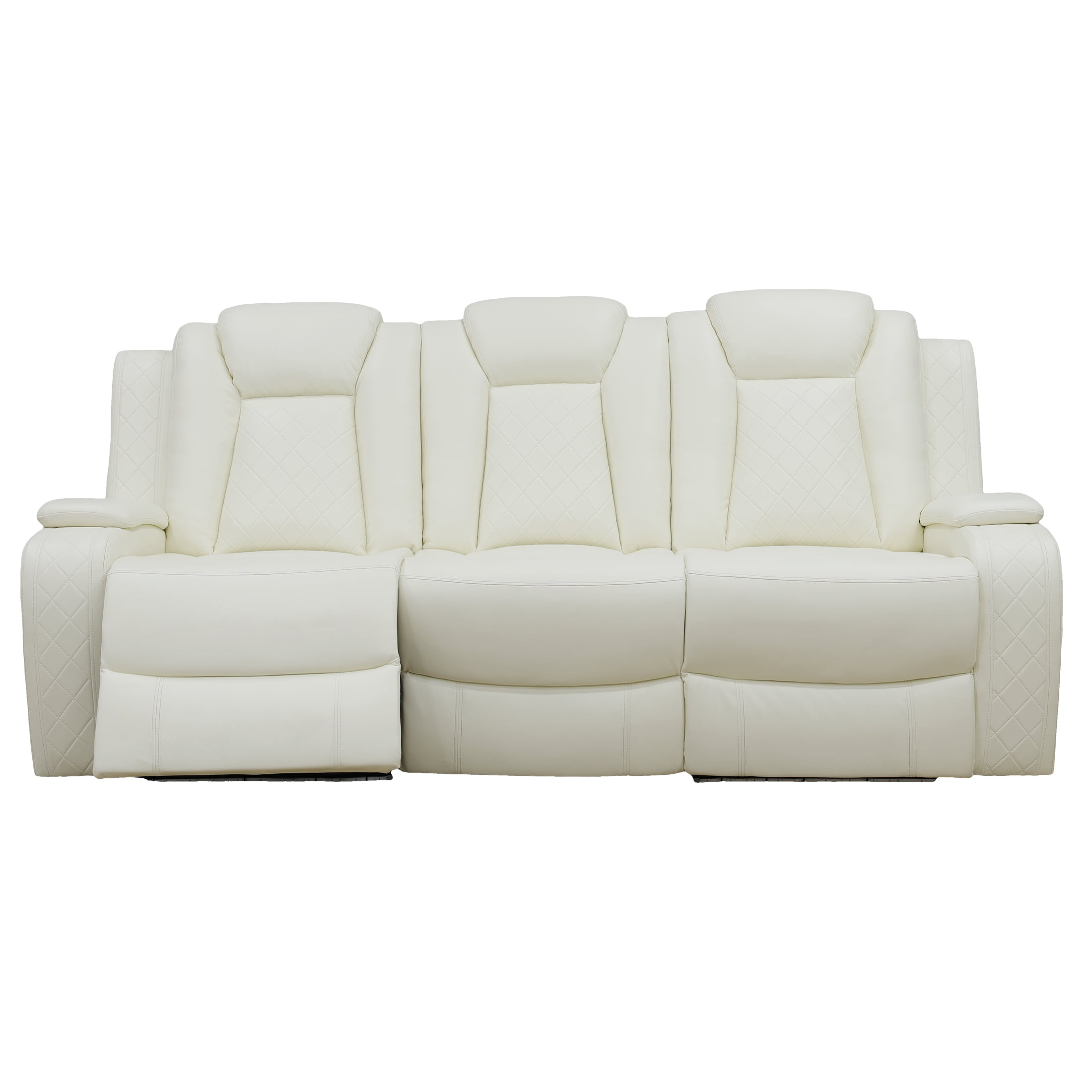 Aukfa 3 Seater Power Recliner Sofa with Wireless Charging & Reading Light for Living Room, Beige