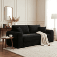 thumbnail image 1 of Aukfa 3 Seater Cloud Couch, 86.6" Corduroy Boneless Sofa, 26.4" Deep Seat, Compressed Sofa with Pillows for Living Room, Bedroom, Apartment, Black, 1 of 7